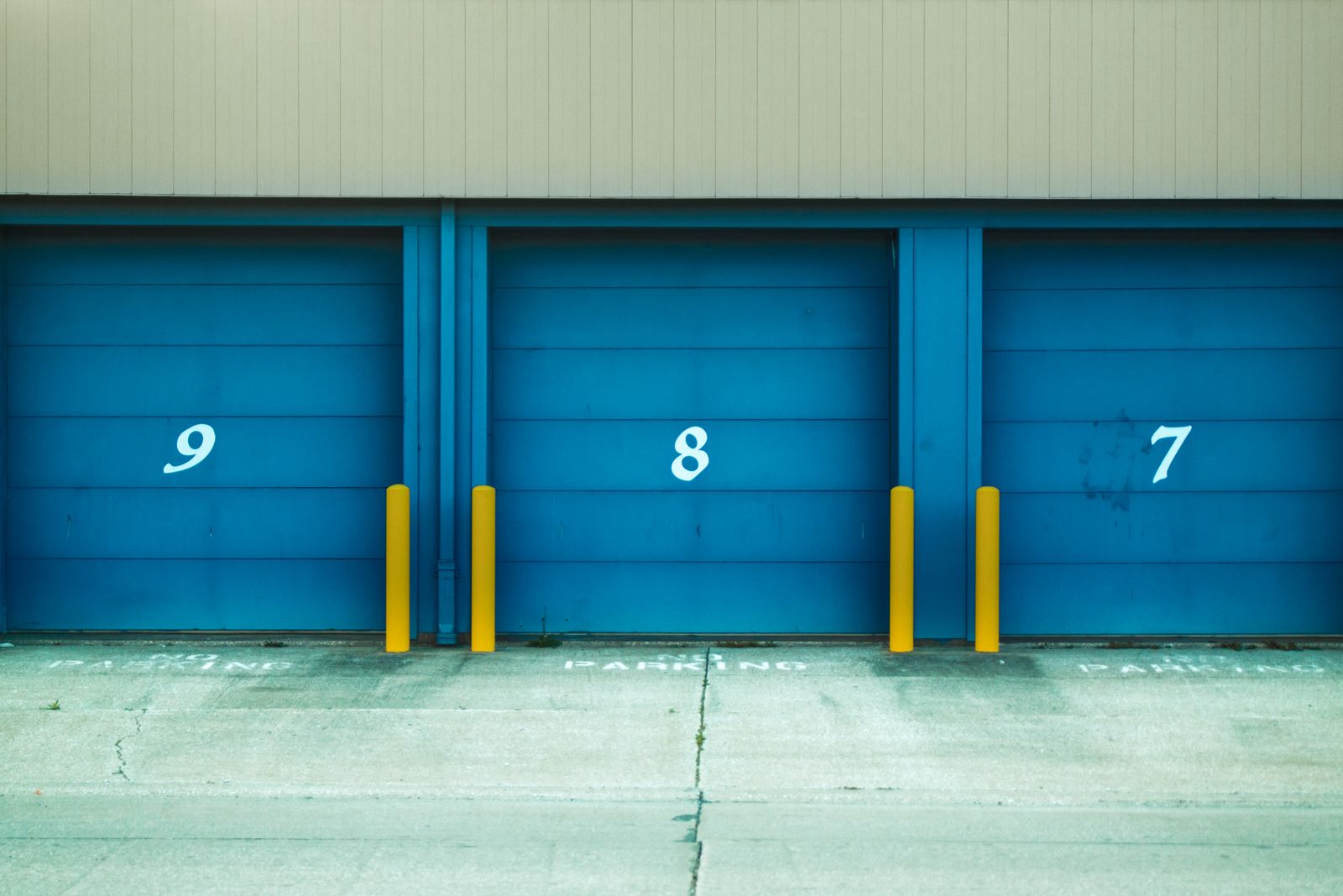 Numbered self-storage unit doors
